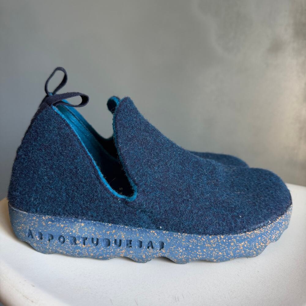 ASPORTUGUESAS 40 City Slip-On Shoes Blue Wool Felt European Unique Colorful Boho